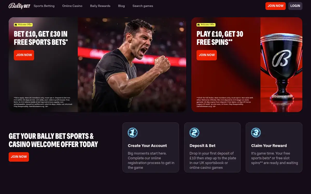 Bally Bet homepage, captured September 2026