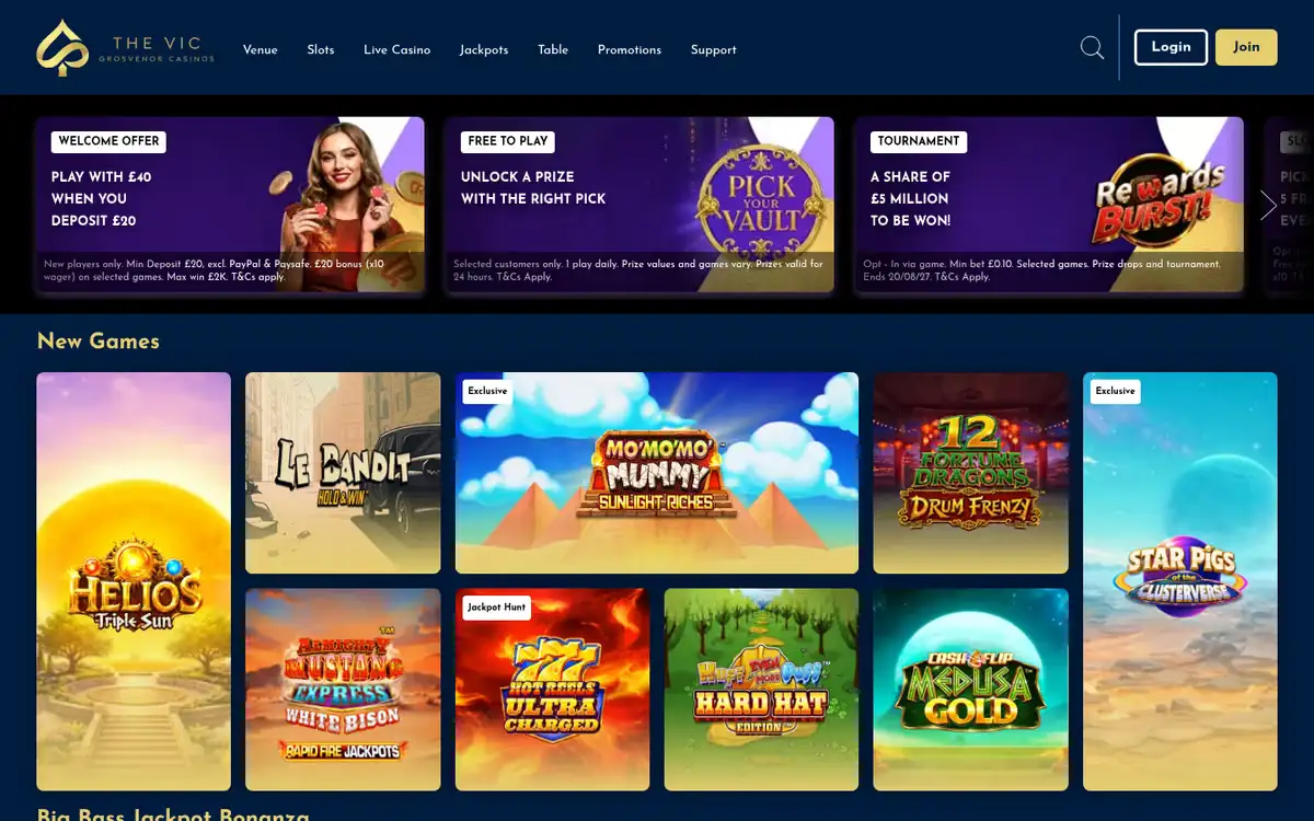 The Vic homepage, captured September 2026